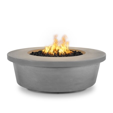 The Outdoor Plus 48 Round Tempe Fire Pit - GFRC Concrete - Natural Gray - Match Lit - Liquid Propane OPT-TEM48-NGY-LP